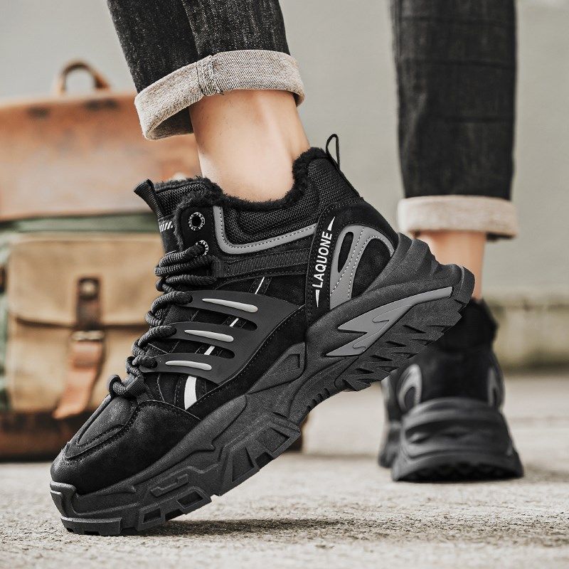 劳保男鞋冬季加绒保暖棉鞋男款纯黑色工地工作耐脏防滑防水老爹鞋,流行男鞋,棉鞋,淘宝优惠券,粉丝福利购,淘宝优惠卷