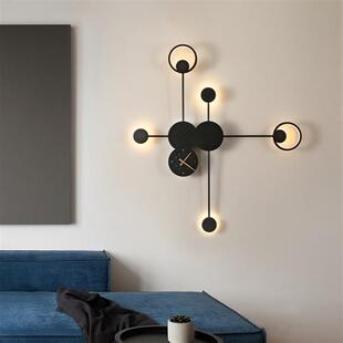 678 创意灯具 北欧现代简约时钟壁灯客厅背景墙钟表挂钟装 饰灯个性