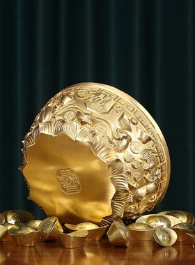 实心纯铜聚宝盆摆件办公室铜聚宝盆客厅装饰品聚宝盆礼品摆件