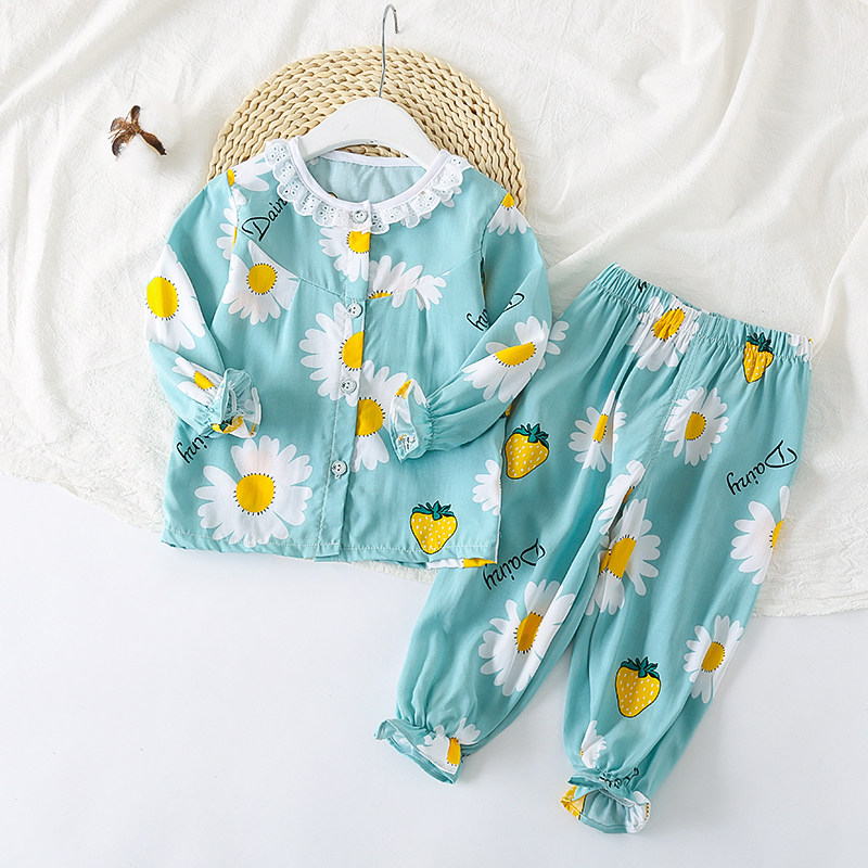 夏季儿童家居服空调服套装中小童宝宝女孩长袖长裤绵绸人造棉睡衣,童装/婴儿装/亲子装,家居服套装,淘宝优惠券,粉丝福利购,淘宝优惠卷