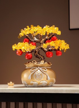 新中式招财进宝发财树摆件办公室电视柜酒柜摇钱树装饰品开业礼品
