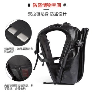 皮质背包男双肩包潮流大容量短途通勤出差旅行包大学生书包电脑包