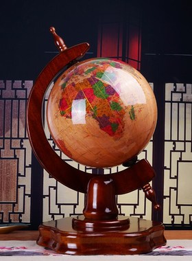 木地球仪办公室摆件客厅书房桌面装饰品开业送礼乔迁新居高档礼品