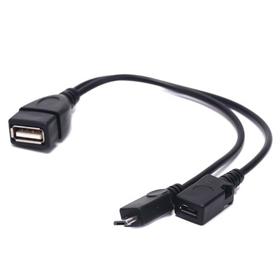 1pc 2 in 1 OTG Micro USB Host Power Y Splitter USB Adapter