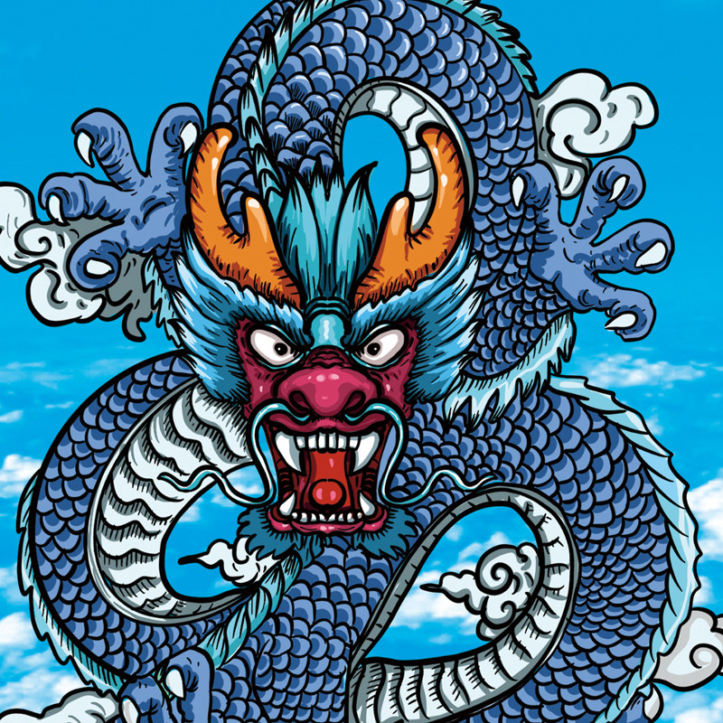 四大神兽画像青龙l白虎朱雀玄武挂画客厅卷轴画进门玄关中式装饰