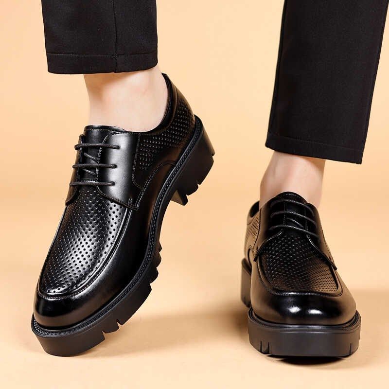 男士增高皮鞋男新款透气镂空凉鞋厚底商务正装内增高英伦结婚男鞋,流行男鞋,正装皮鞋,淘宝优惠券,粉丝福利购,淘宝优惠卷