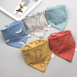 Bandana Double Bibs 网红5Pcs Baby Cotton Triangle Set