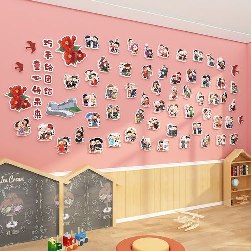 56五十六个名族国庆传统文化幼儿园墙面背景环创氛围感布置楼梯贴