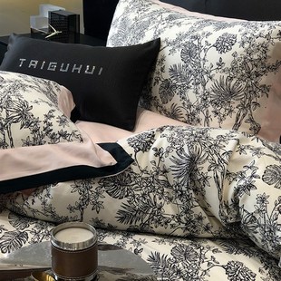 Warm 花卉纯棉床单被套床上用品 House高端120支长绒棉四件套美式