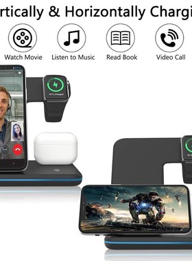 Wireless Charger Stand 3 in 1 Qi 15W Fast Charging Dock Stat