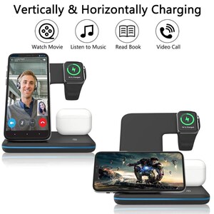 Wireless Charger Stand 3 in 1 Qi 15W Fast Charging Dock Stat