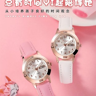 儿童手表防水防摔指针式女童小学生中学生初中女孩韩版.简约电子
