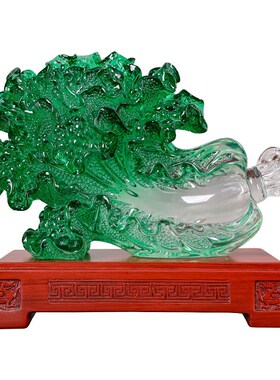 冰晶玉白菜摆件家居玄关架装饰品招财客厅电视柜酒柜开业乔迁礼品
