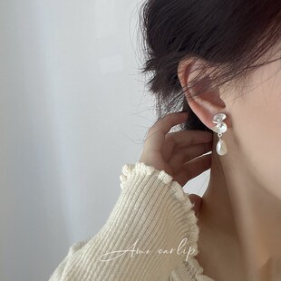 折纸天然珍珠耳夹无耳洞女小众设计感新中式国风蚊香盘耳饰新款潮