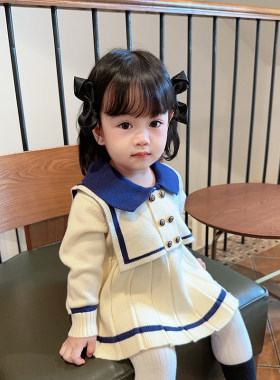 韩版童装女童春装毛衣连衣裙婴幼儿学院风小裙P子女孩毛线衣针织