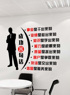 成功8句话励志标语企业办公室文B化墙贴纸公司销售部激励员工贴字