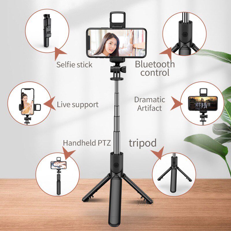 Wireless Bluetooth Selfie Stick With Fill Light Shutter Remo