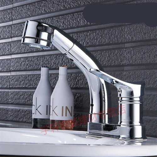 极速Double-hole pull basin hot and cold faucet three-hole ta-封面