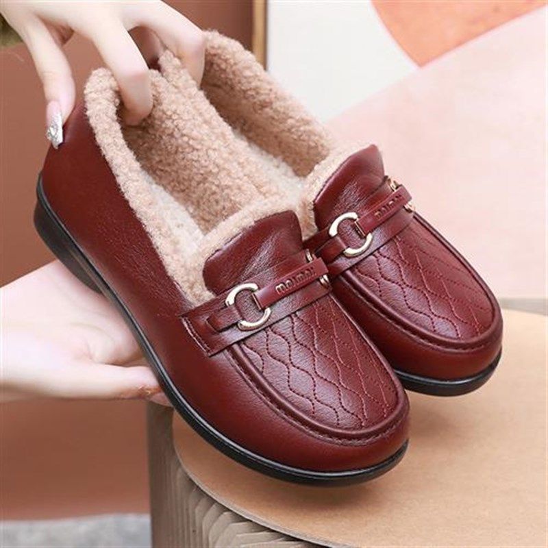 2024秋冬新款豆豆鞋女鞋t加绒保暖休闲平底加厚棉鞋防滑防水妈妈,女鞋,棉鞋,淘宝优惠券,粉丝福利购,淘宝优惠卷