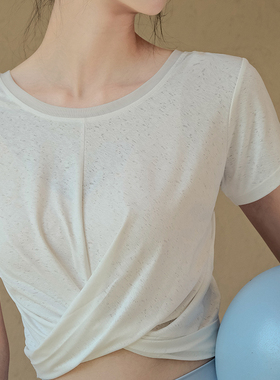 瑜伽服女运动T恤凉感透气健身服上衣宽松显瘦户外跑步短袖罩衫夏