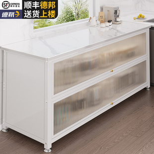岩板厨房置物架落地多层收纳柜多功能微波炉烤箱餐边碗柜储物柜子