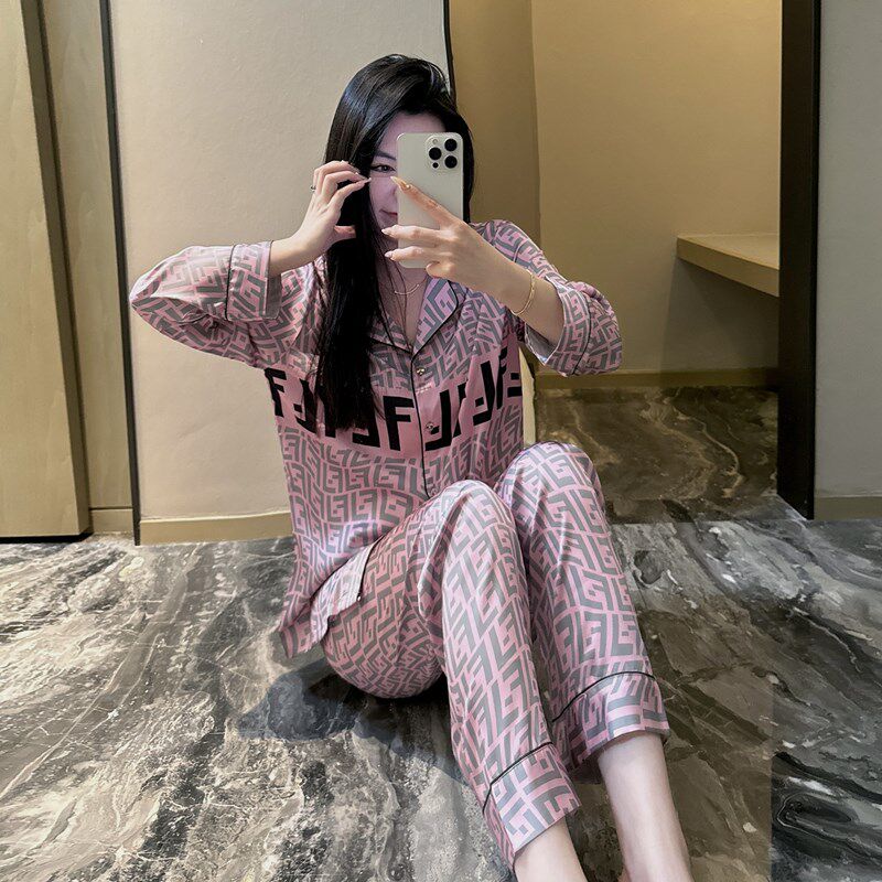 冰丝睡衣女春秋长袖2024新款高级感可外穿薄款秋季大码家居服套装