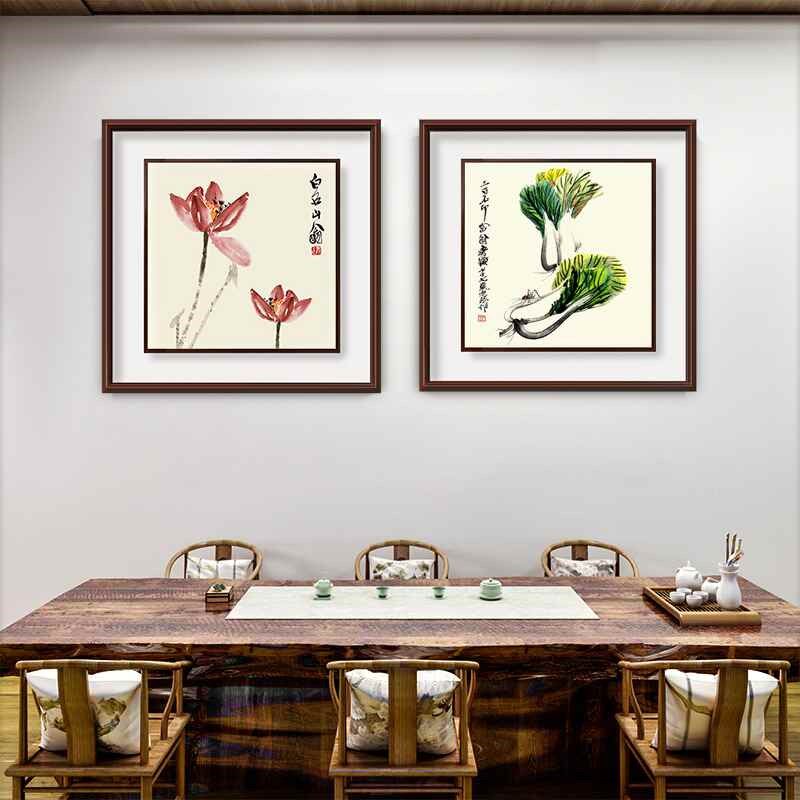 齐白石可惜无声斗方形花鸟字画客厅背景墙壁画玄关过道餐厅装饰画