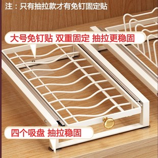 碗盘沥水置物架 带滑轨厨房碗架抽拉碗碟收纳架橱柜碗架拉篮抽屉式