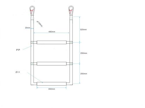 Inflatable Boat Rib 3 Step Boarding Ladder Wakeboard Yacht E