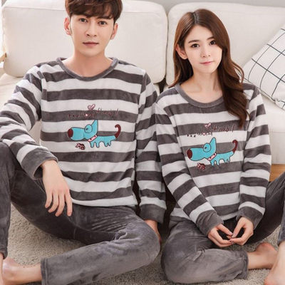 速发推荐couple pyjamas set winter women men pajamas homewear