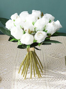 18pcs/lot Rose Artificial Flowers Wedding Bouquet Silk Rose