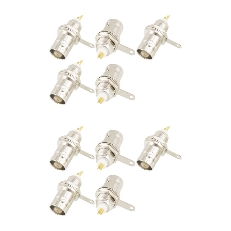 10x BNC Female Nut Bulkhead Solder RF Connector Adapters