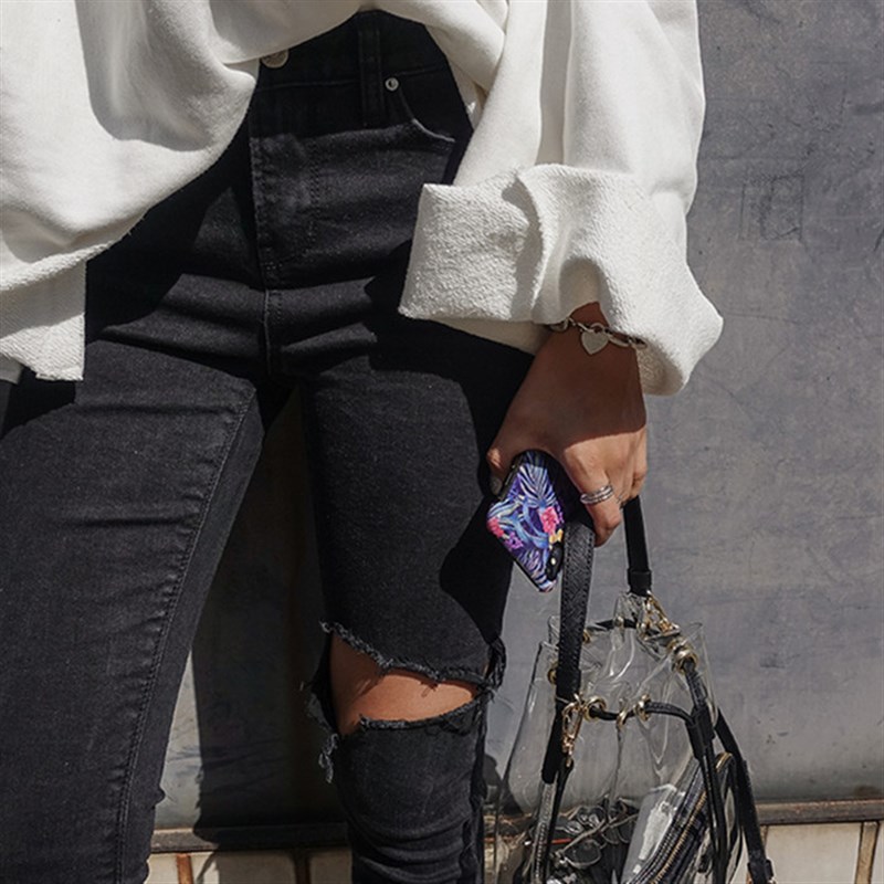 韩国黑色孕妇牛仔裤春秋薄款紧身破洞小脚哈伦裤孕妇打底裤九分裤