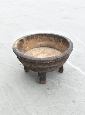 民俗怀旧老物件实木洗脸盆木盆工具老木盆洗衣盆洗脚盆老式摆件