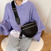 包包女2020新款 潮时尚 百搭胸包牛津布半圆包马鞍包帆布单肩斜挎包