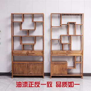 新中式新款多宝阁实木非洲菠萝格木博古架中式隔断玄关仿红木家具