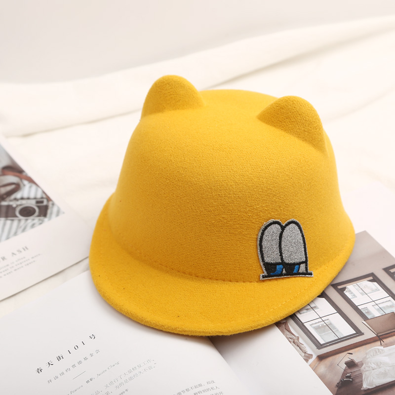 韩版儿童帽子秋冬季男宝宝可爱女童毛呢礼帽男童盆帽X帅气小孩棒