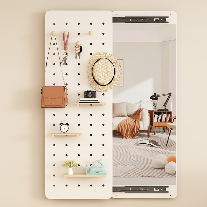 德国隐形穿衣镜全身试衣镜家用玄关壁挂贴墙洞洞板可推拉关闭隐藏