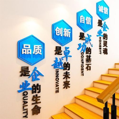 办公室励志标语3d立体墙贴画企业文化背景布置会议室楼梯墙面装饰