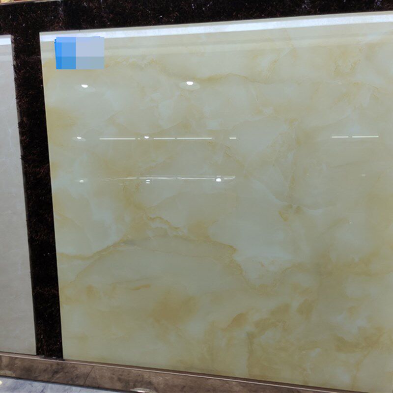 800亮光暖色黄玉微晶石玻璃瓷砖 客餐厅厨卫室内过道简约现代地砖