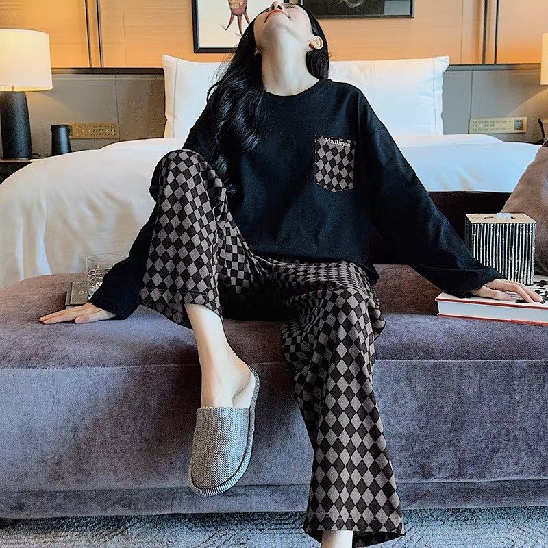 2023年新款睡衣女款春秋长袖可外穿休闲运动套装家居服秋冬季