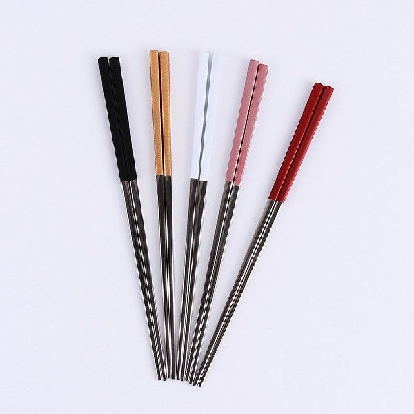 极速Stainless Steel Chinese Chopsticks Non-Slip Reusable Met