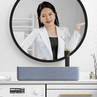 台上盆带搓板侧边下水洗衣机柜上洗手盆偏口排水长方形洗漱脸盆