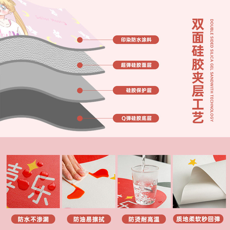 卡通少女书桌垫办公桌桌垫皮革环保护眼桌布儿童学习桌课桌垫
