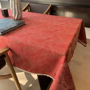 新年桌布布艺结婚喜庆餐桌布订婚乔迁茶几布红色长方形台布圆定制