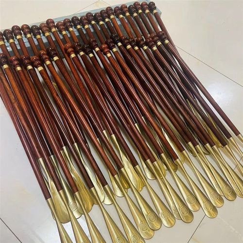 小叶紫檀木长柄鞋拔子纯铜福字拔头老人孕妇不弯腰实木提鞋鞋拔子