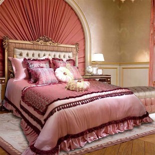 婚庆欧式床上用品多件套装奢华样板间结婚豪华法式家居大红色床品