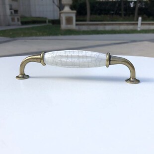 128陶瓷拉手把手柜门大理石白色柜子橱柜新中式衣柜手柄裂纹新品