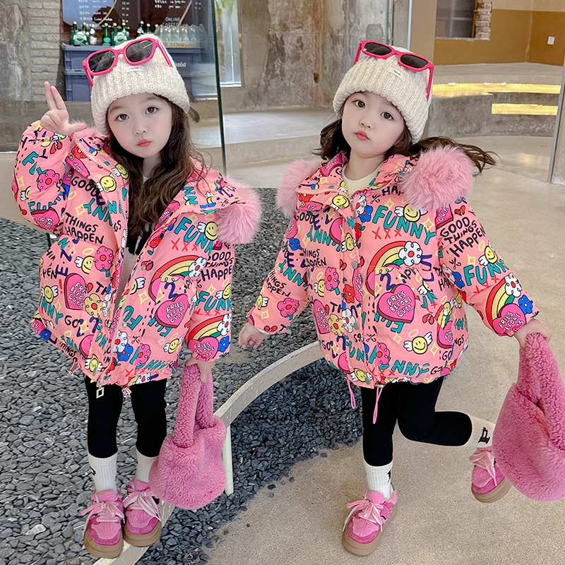 女童冬装棉服2023新款洋派儿童铺棉外套冬季棉袄小女孩加厚外套上