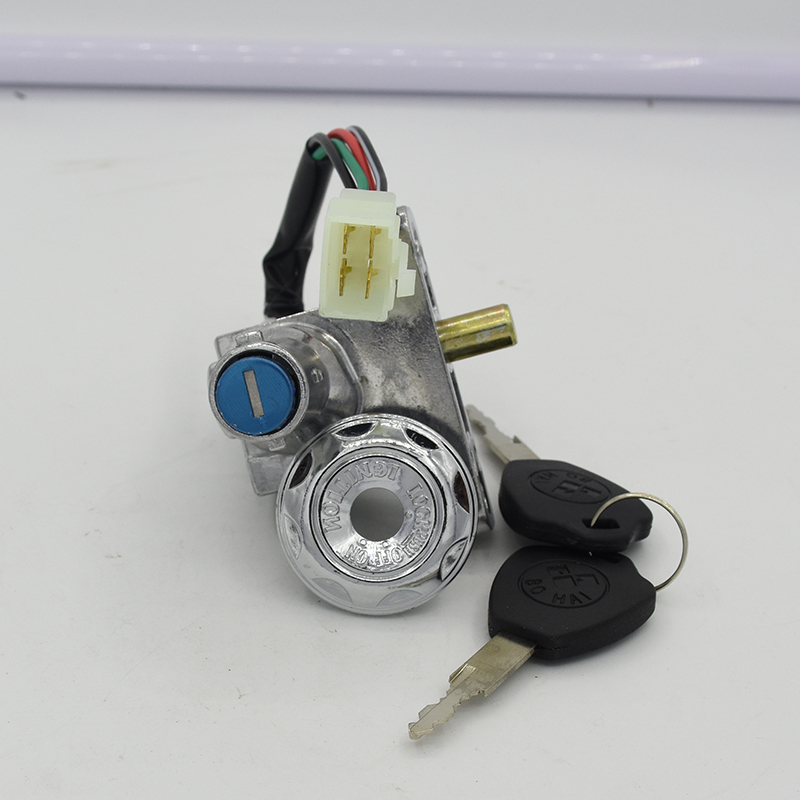 巧格电动车踏板摩托n车4线电门锁龙头 坐垫钥匙开关三合一福喜鬼